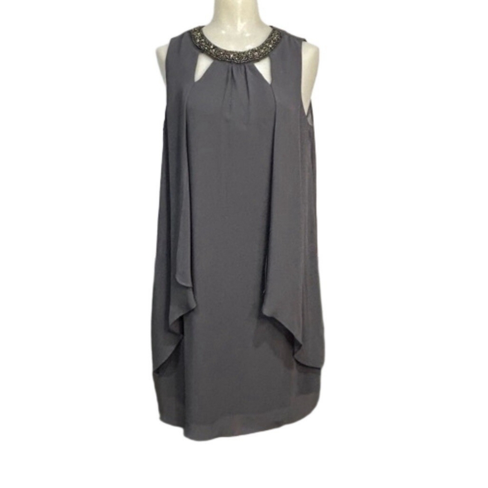 SLNY Charcoal Knee Length Formal Dress Size 18. # 2.